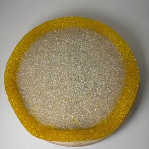 Vintage Melted Plastic Decorative Tray Dish Trinket Yellow Accent Mod MCM Retro